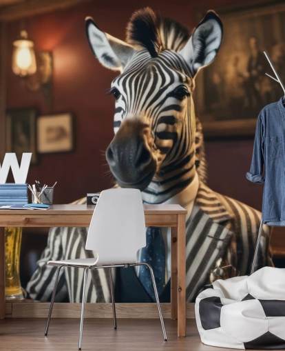 personalisierbares lustiges Tapeten-Wandbild namens Zebra with a Pint 