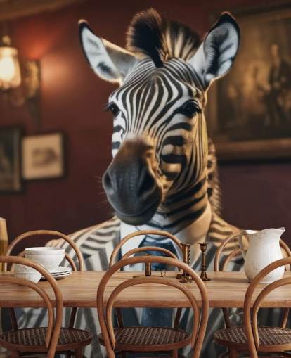 customizable funny wallpaper mural called Zebra with a Pint 