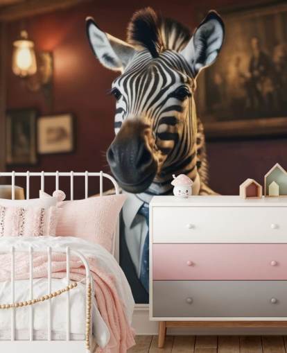 customisable funny wallpaper mural called Zebra with a Pint 