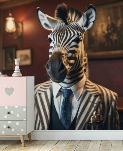customizable funny wallpaper mural called Zebra with a Pint 