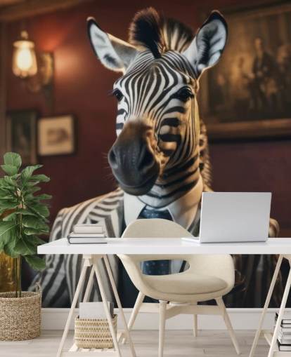 customisable funny wallpaper mural called Zebra with a Pint 
