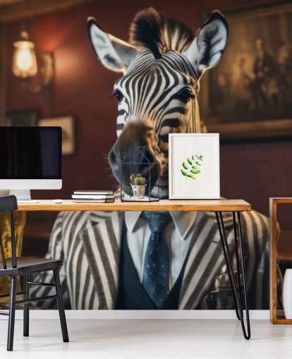 customisable funny wallpaper mural called Zebra with a Pint 