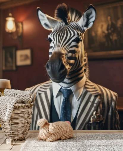 brugerdefinerbart sjovt tapetmaleri kaldet Zebra med en pint brugerdefinerbart sjovt tapetmaleri kaldet Zebra med en pint
