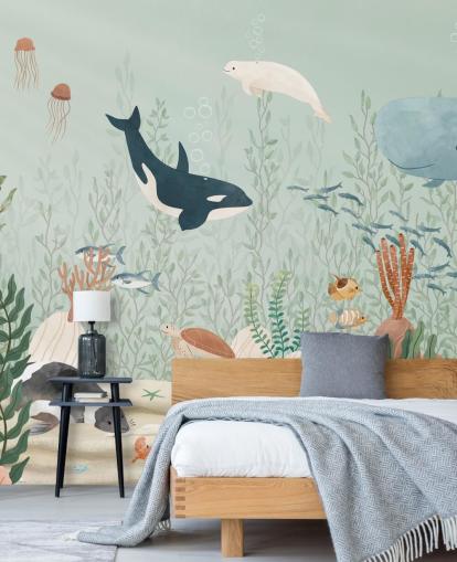cute sealife wallpaper mural 