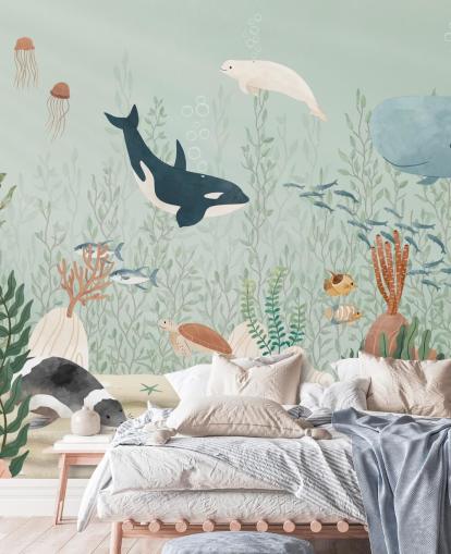 sød Sealife tapet vægmaleri 