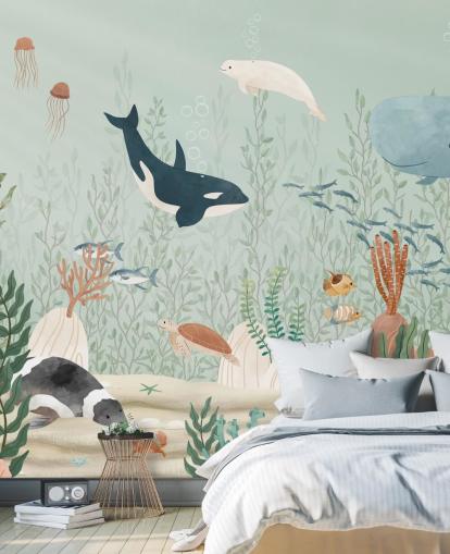 cute sealife wallpaper mural 
