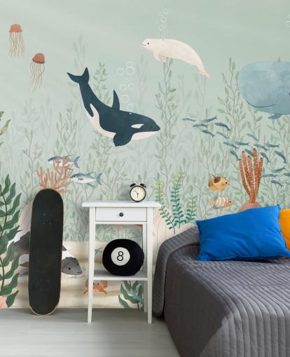cute sealife wallpaper mural 