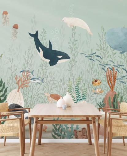 cute sealife wallpaper mural 