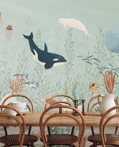 sød Sealife tapet vægmaleri 