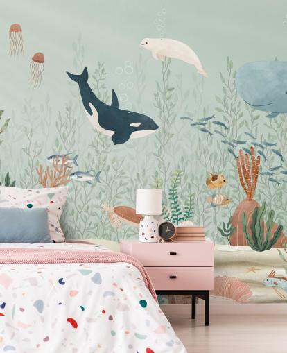 bonito mural de papel pintado de vida marina bonito mural de papel pintado de vida marina