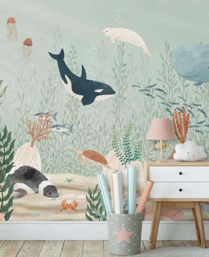 bonito mural de papel pintado de vida marina bonito mural de papel pintado de vida marina