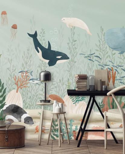 bonito mural de papel pintado de vida marina bonito mural de papel pintado de vida marina