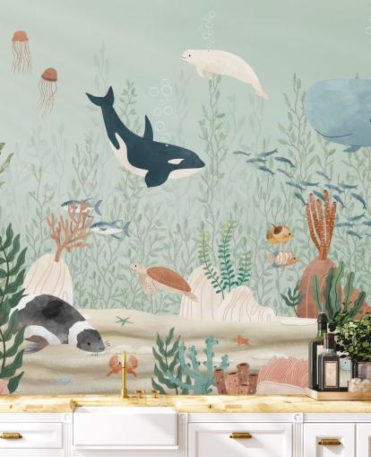 cute sealife wallpaper mural 