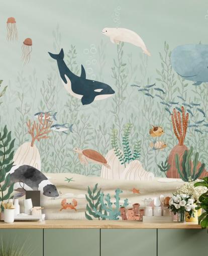 bonito mural de papel pintado de vida marina bonito mural de papel pintado de vida marina