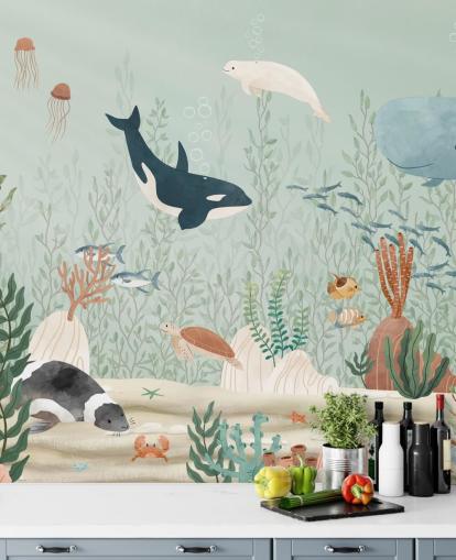 bonito mural de papel pintado de vida marina bonito mural de papel pintado de vida marina