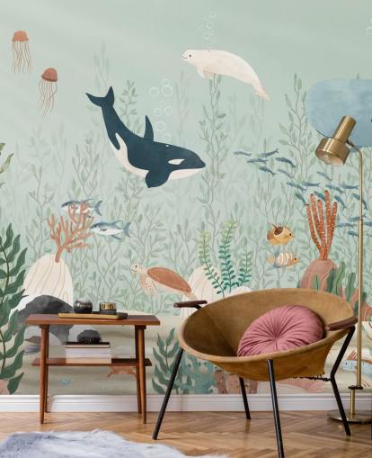 cute sealife wallpaper mural 