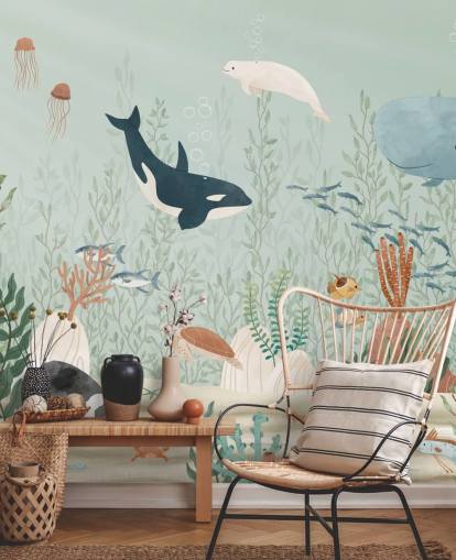 cute sealife wallpaper mural 