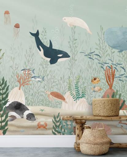 joli papier peint mural Sealife 