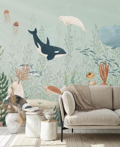 bonito mural de papel pintado de vida marina bonito mural de papel pintado de vida marina