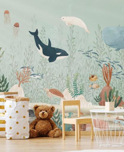 cute sealife wallpaper mural 