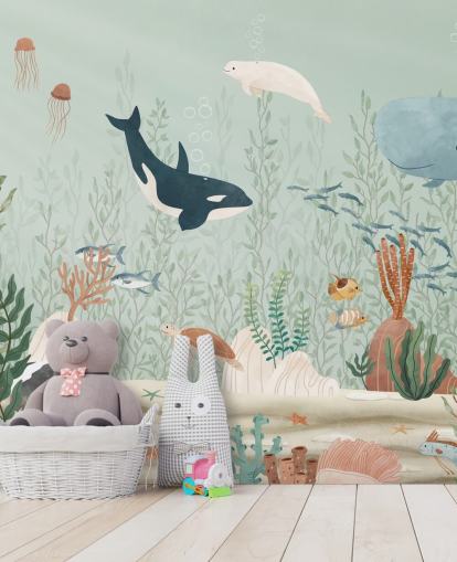 joli papier peint mural Sealife 