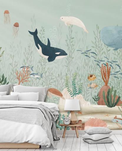 cute sealife wallpaper mural 