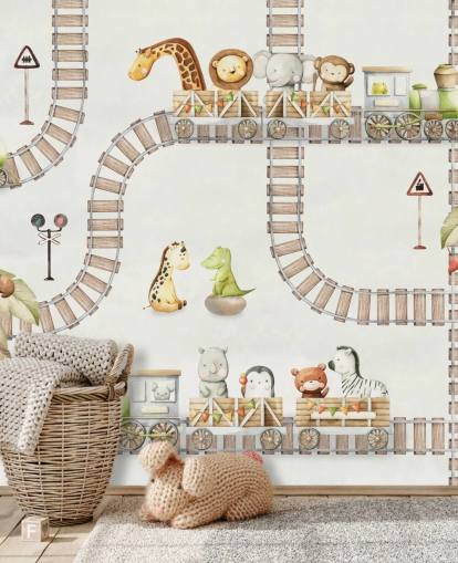 cute animals and trains kids mural cute animals and trains kids mural