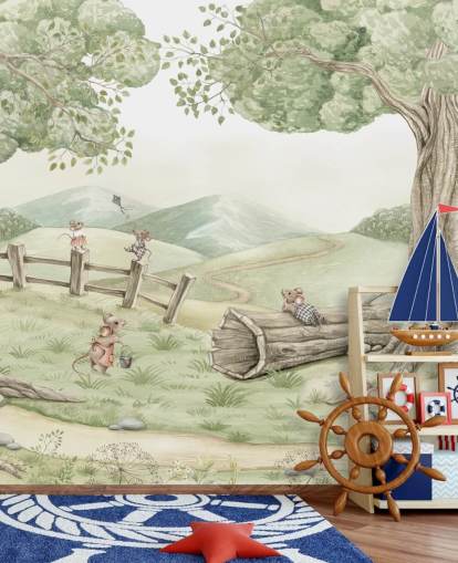 kids landscape mural with mouse family kids landscape mural with mouse family