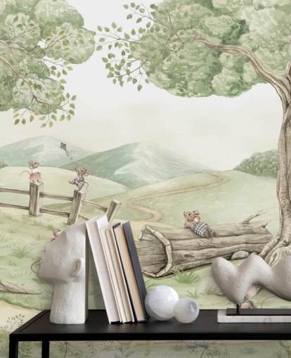 kids landscape mural with mouse family kids landscape mural with mouse family