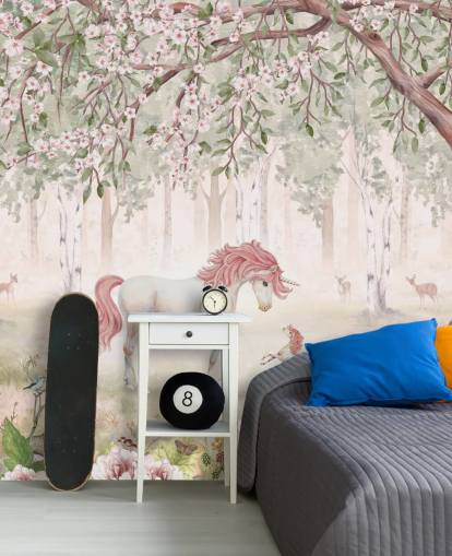 unicorns in forest wallpaper mural unicorns in forest wallpaper mural