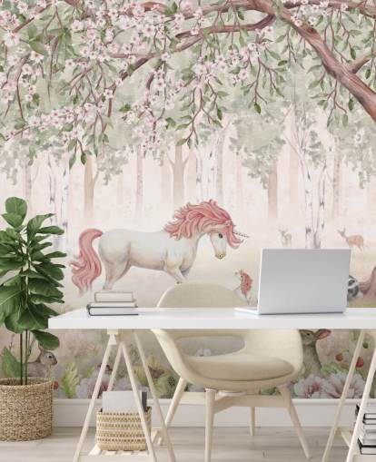 unicorns in forest wallpaper mural unicorns in forest wallpaper mural