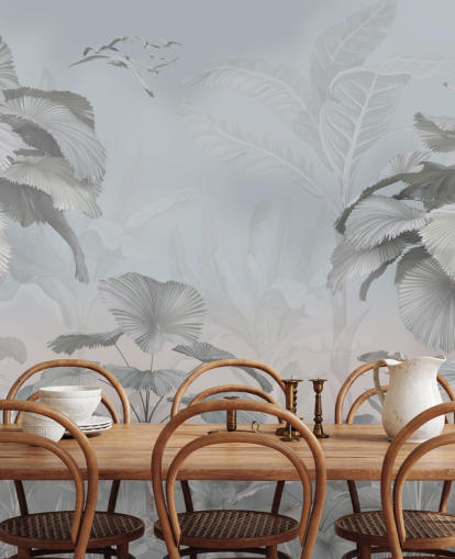carta da parati murale con giungla tempestosa