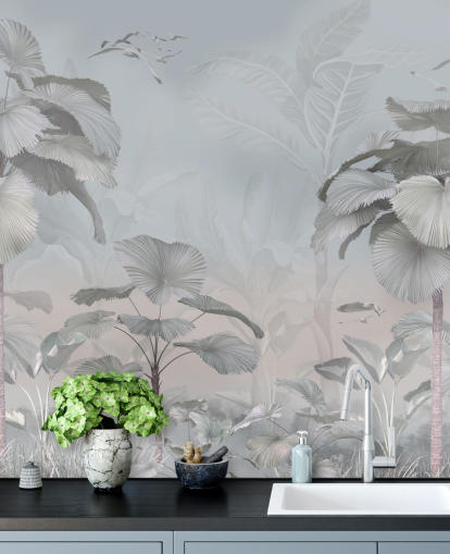 mural de papel de parede da selva tempestuosa