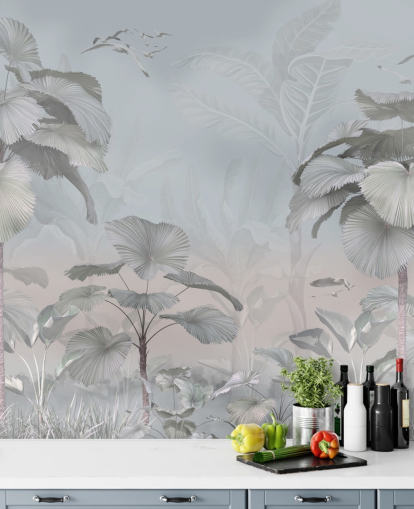 stormachtige jungle muurschildering