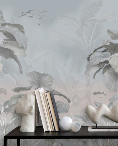 mural de papel de parede da selva tempestuosa