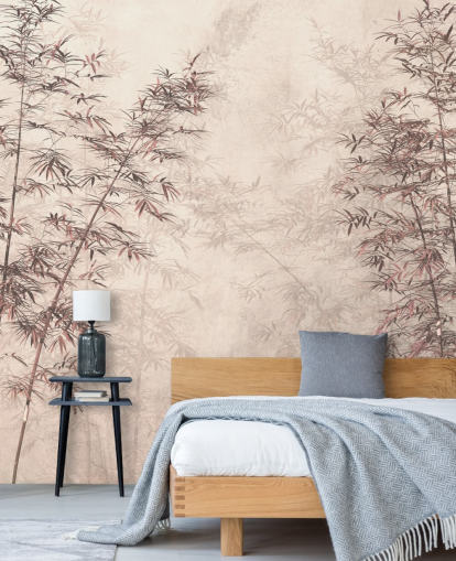 mural de pared de papel pintado de bambú oriental personalizable