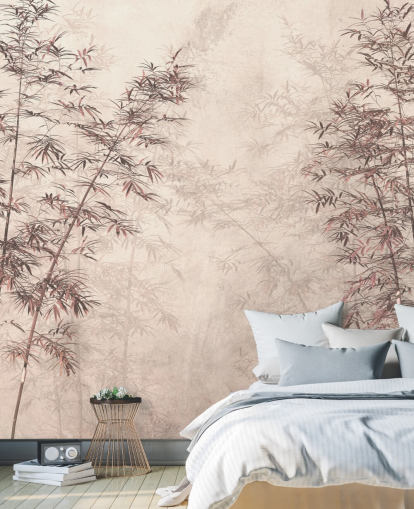 mural de pared de papel pintado de bambú oriental personalizable