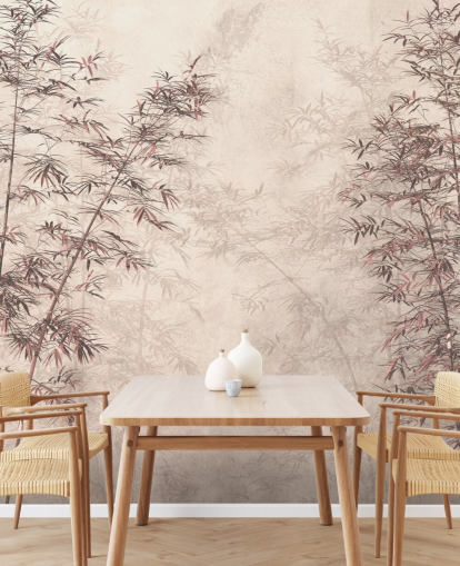 papier peint mural en bambou oriental personnalisable