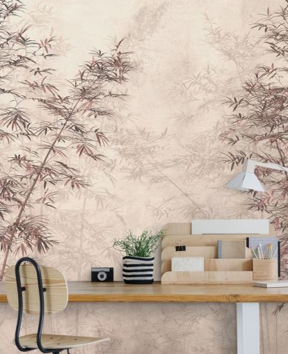 mural de pared de papel pintado de bambú oriental personalizable