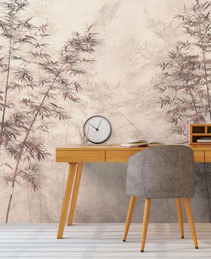 mural de pared de papel pintado de bambú oriental personalizable