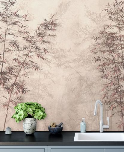 papier peint mural en bambou oriental personnalisable