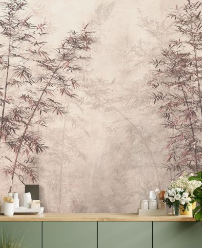 personalisierbares Wandbild mit orientalischer Bambus-Tapete
