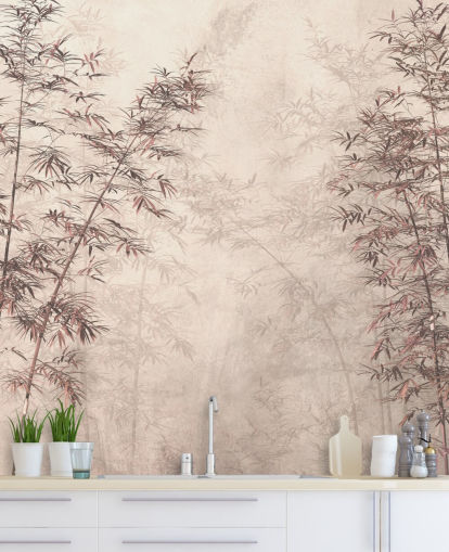papier peint mural en bambou oriental personnalisable