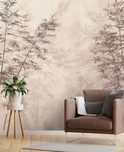 mural de pared de papel pintado de bambú oriental personalizable