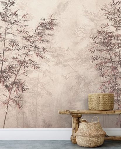 mural de pared de papel pintado de bambú oriental personalizable