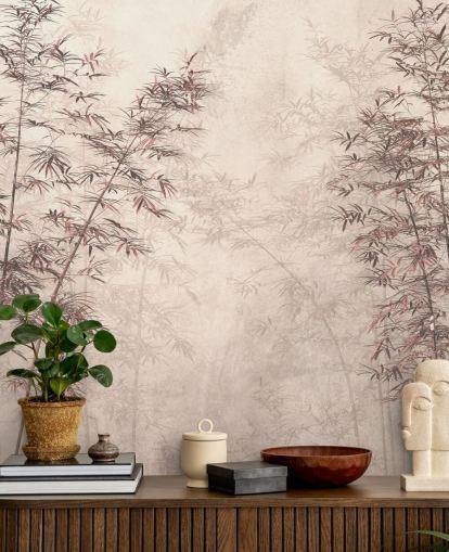 mural de pared de papel pintado de bambú oriental personalizable