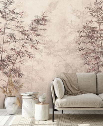 mural de parede de papel de parede de bambu oriental personalizável