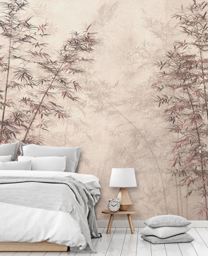 papier peint mural en bambou oriental personnalisable