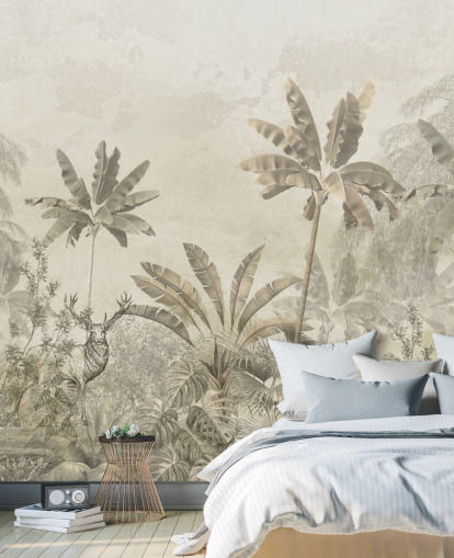 custom greige vintage jungle landscape wallpaper mural custom greige vintage jungle landscape wallpaper mural
