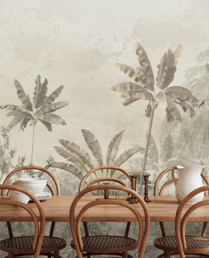 mural de papel de parede de paisagem de selva vintage cinza personalizado mural de papel de parede de paisagem de selva vintage cinza personalizado